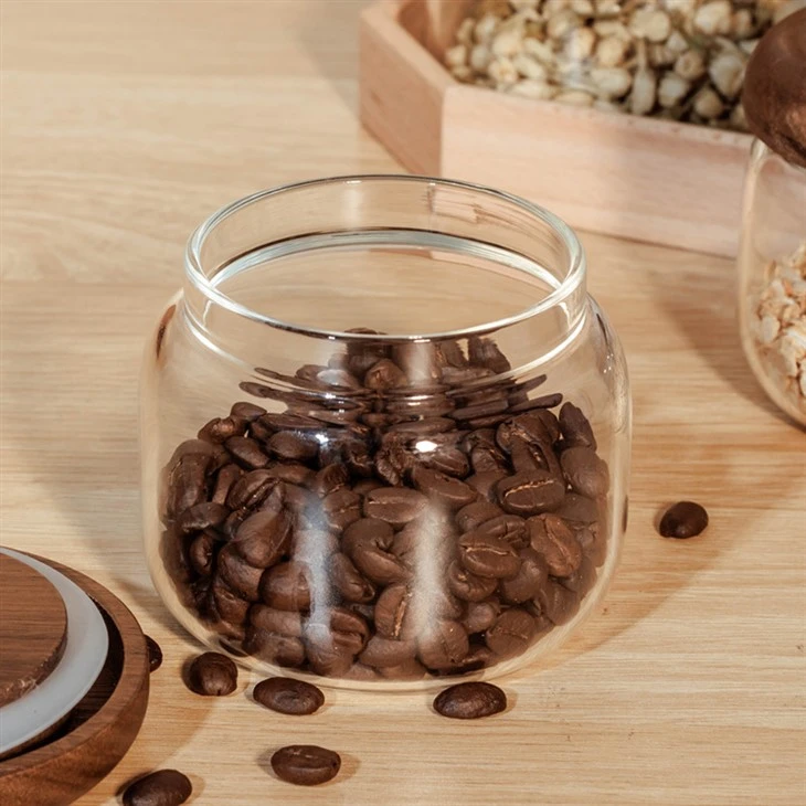 Glass Storage Jar Sealed With Acacia Wood Lid